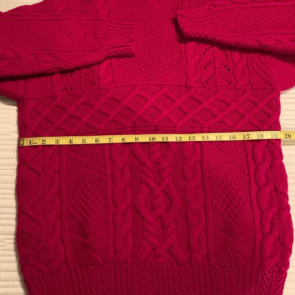 Ralph Lauren Vintage Deep Pink Mock-Neck Cable knit Women Heavy Sweater - Picture 11 of 13